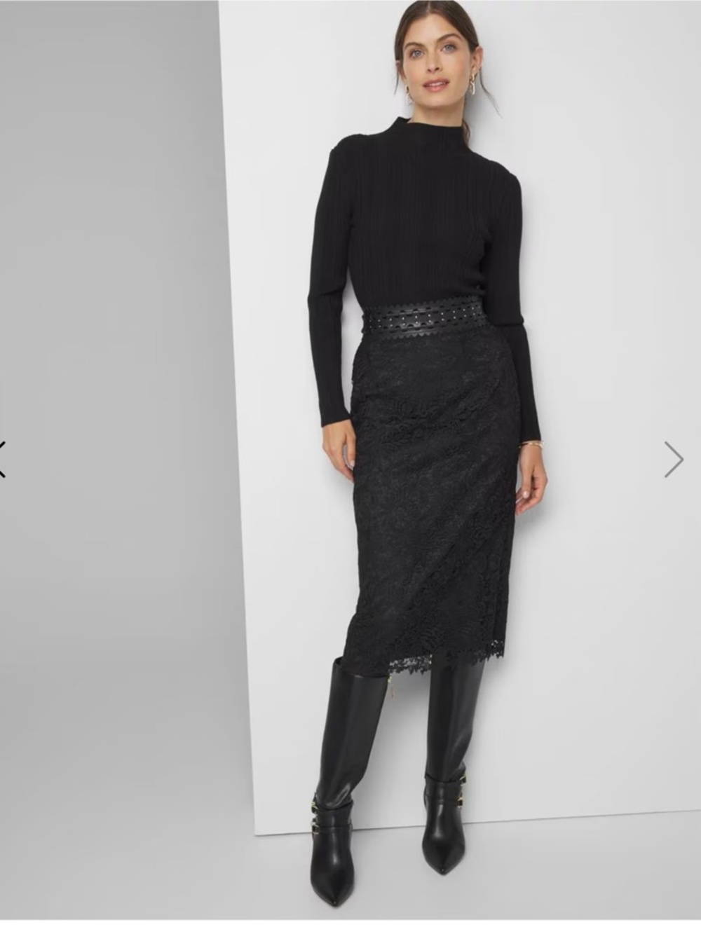 WHBM Lace Pencil Midi Skirt